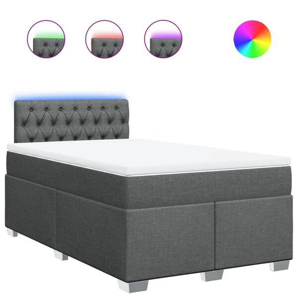 vidaXL Sommier &agrave; lattes de lit avec matelas gris fonc&eacute; 120x190cm tissu