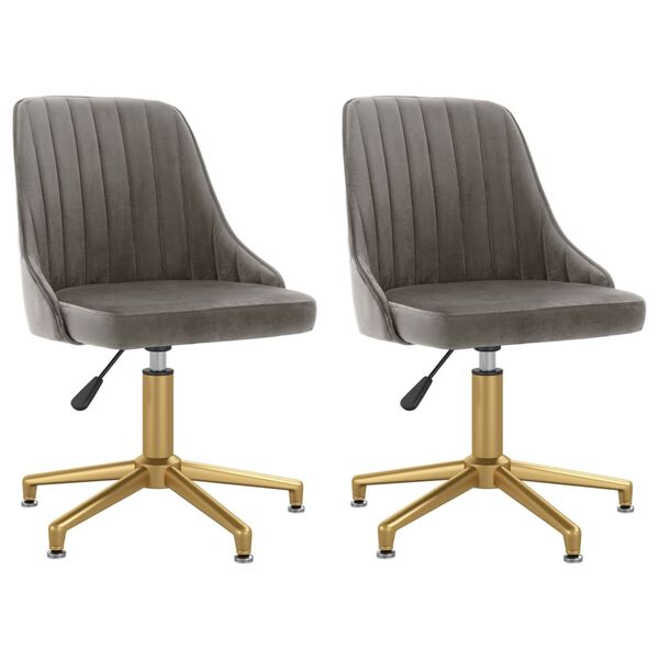 vidaXL Chaises pivotantes &agrave; manger lot de 2 Gris clair Velours