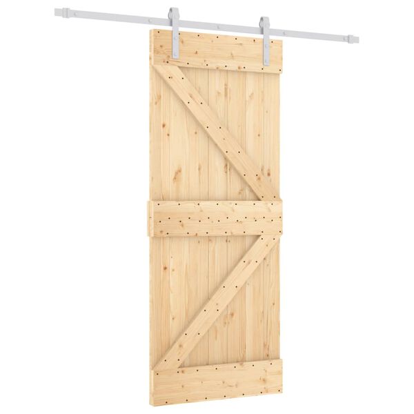 vidaXL Porte coulissante et kit de quincaillerie 85x210 cm pin massif