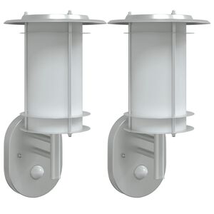 vidaXL Appliques murales d'ext&eacute;rieur et capteurs 2pcs acier inoxydable