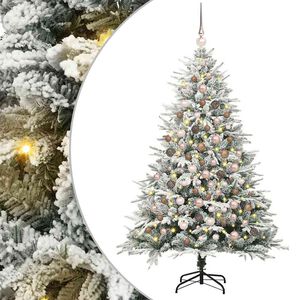 vidaXL Arbre de No&euml;l artificiel pr&eacute;-&eacute;clair&eacute; avec ensemble de boules