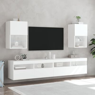 vidaXL Meubles TV avec lumières LED 2 pcs blanc 40,5x30x60 cm