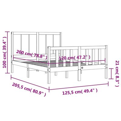 vidaXL Cadre de lit sans matelas noir 120x200 cm bois de pin massif