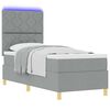 vidaXL Lit &agrave; ressort LED avec matelas Gris clair 80 x 200 cm tissu
