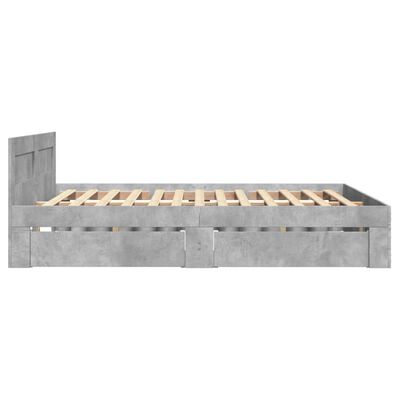 vidaXL Cadre de lit et tête de lit sans matelas gris béton 140x190 cm