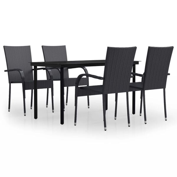 vidaXL Ensemble à manger de jardin 5 pcs Noir