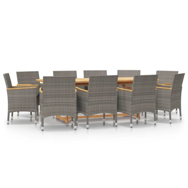 vidaXL Ensemble &agrave; manger de jardin 11 pcs avec coussins Gris