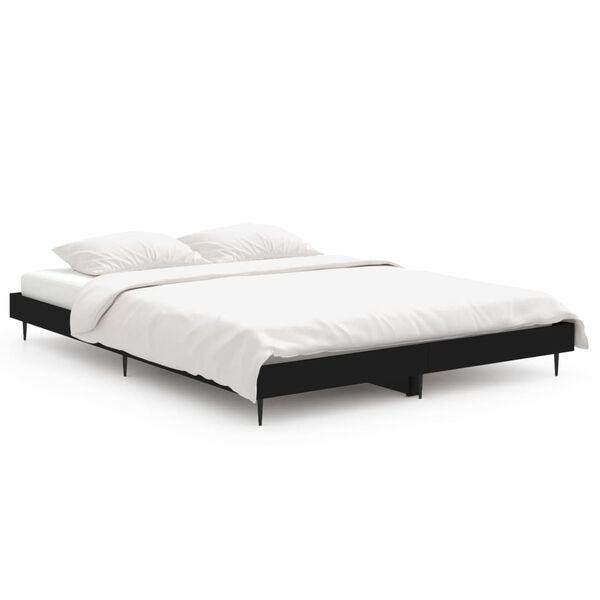 vidaXL Cadre de lit sans matelas noir 140x190 cm bois d'ing&eacute;nierie