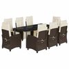 vidaXL Ensemble &agrave; manger de jardin et coussins 9 pcs marron poly rotin