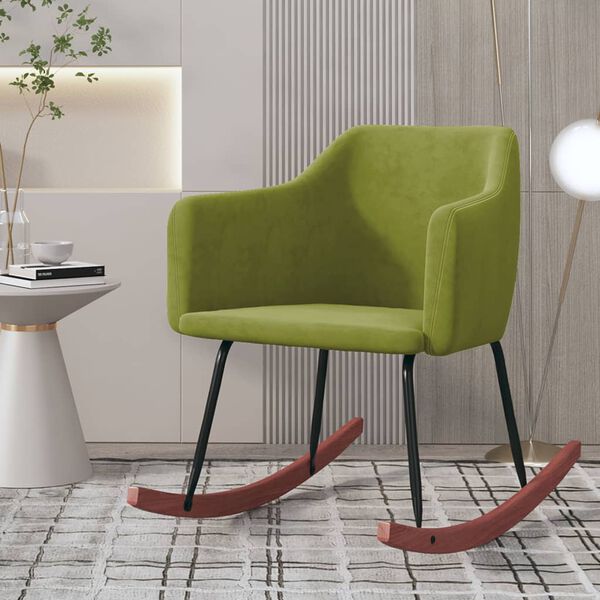 vidaXL Chaise &agrave; bascule Vert clair Velours