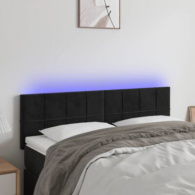 vidaXL Tête de lit à LED Noir 144x5x78/88 cm Velours
