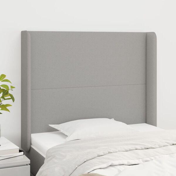 vidaXL T&ecirc;te de lit avec oreilles Gris clair 83x16x118/128 cm Tissu