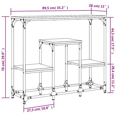 vidaXL Table console chêne fumé 89,5x28x76 cm bois d'ingénierie