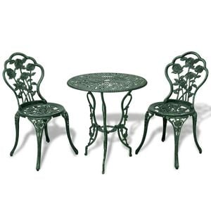 vidaXL Ensemble de bistro 3 pcs Aluminium coul&eacute; Vert