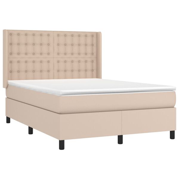vidaXL Sommier &agrave; lattes de lit matelas LED Cappuccino 140x190 cm