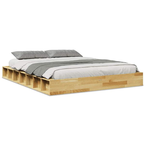 vidaXL Cadre de lit sans matelas 160x200 cm bois massif de chêne