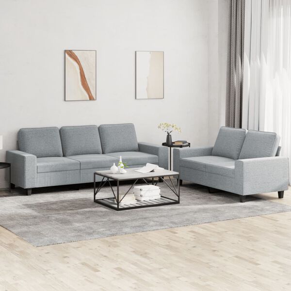 vidaXL Ensemble de canap&eacute;s 2 pcs gris clair tissu