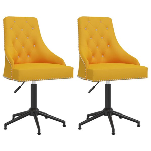 vidaXL Chaises pivotantes &agrave; manger lot de 2 Jaune Velours