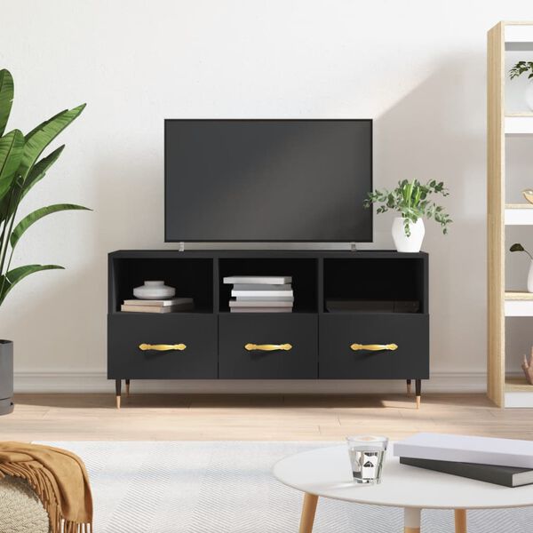 vidaXL Meuble TV noir 102x36x50 cm bois d'ing&eacute;nierie