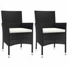 vidaXL Lot de 2 chaises de jardin avec coussins en polyrotin noir