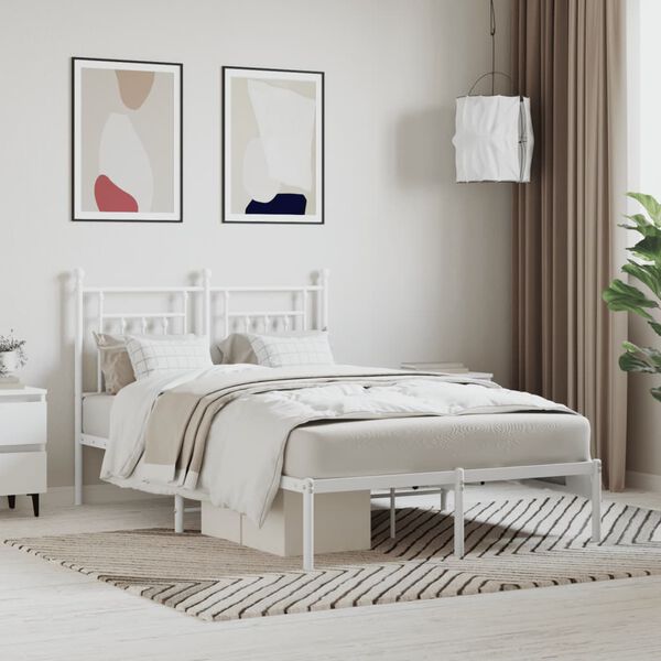 vidaXL Cadre de lit métal sans matelas et tête de lit blanc 120x200 cm
