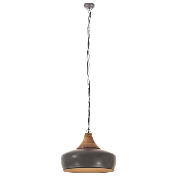 vidaXL Lampe suspendue industrielle Gris Fer et bois solide 35 cm E27