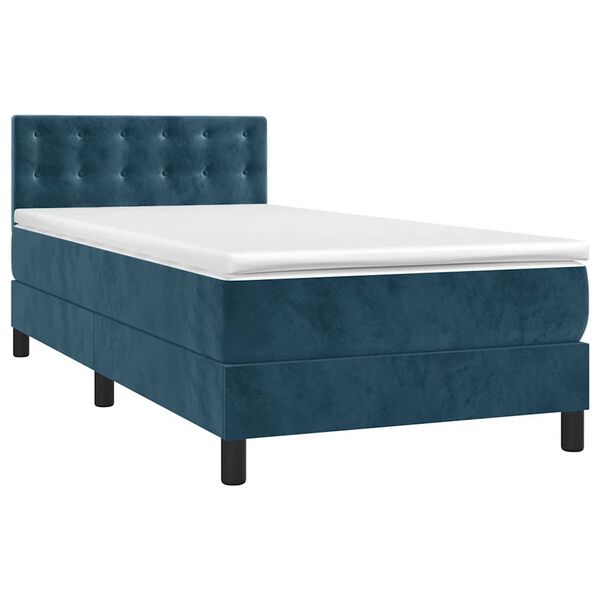 vidaXL Sommier &agrave; lattes de lit avec matelas Bleu fonc&eacute; 100x200 cm