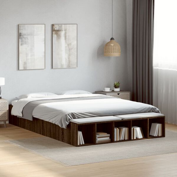 vidaXL Cadre de lit sans matelas ch&ecirc;ne marron 140x200 cm