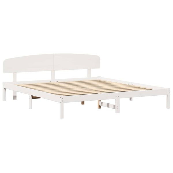 vidaXL Cadre de lit avec t&ecirc;te de lit Blanc 200 x 200 cm Pin massif