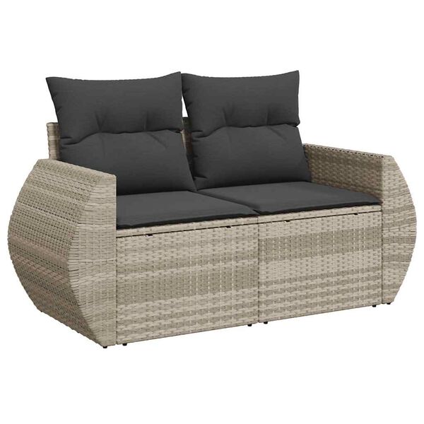 vidaXL Salon de jardin avec coussins 7 pcs gris clair résine tressée