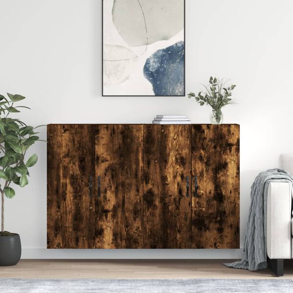 vidaXL Armoires murales 2 pcs ch&ecirc;ne fum&eacute; bois d'ing&eacute;nierie
