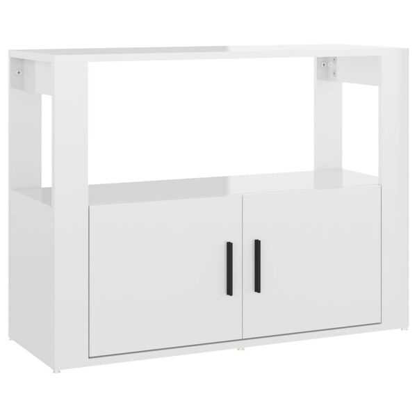 vidaXL Buffet Blanc brillant 80x30x60 cm Bois d'ing&eacute;nierie