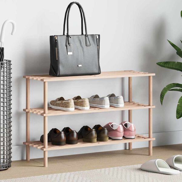 vidaXL Range-chaussures &agrave; 3 &eacute;tag&egrave;res Bois de sapin solide