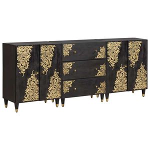 vidaXL Ensemble de Meubles de Salle de Bain 3 pc 180 x 33 x 75 cm Noir