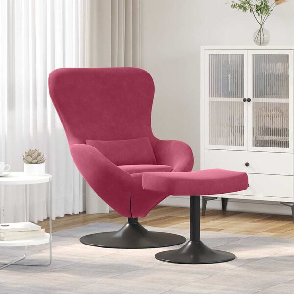vidaXL Chaise &OElig;uf avec Pouf Bordeaux Velours