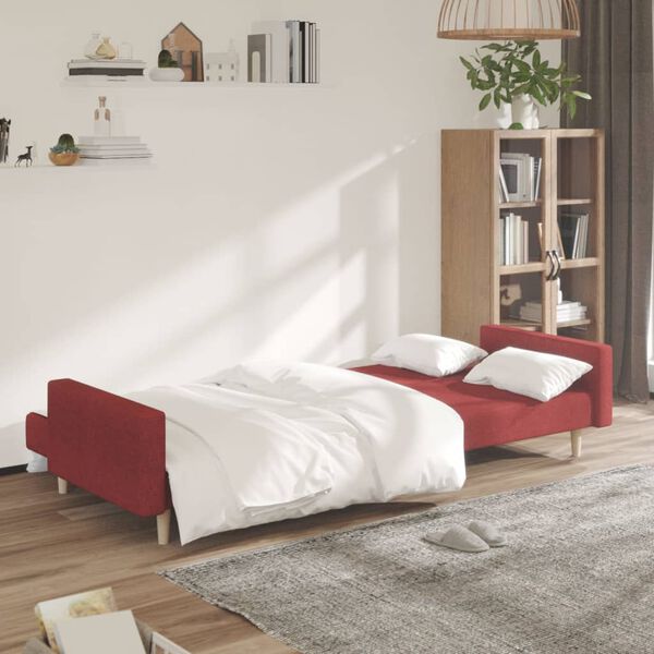 vidaXL Canap&eacute;-lit &agrave; 2 places rouge bordeaux tissu