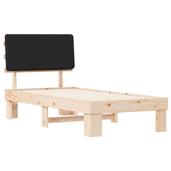 vidaXL Cadre de lit avec t&ecirc;te de lit rembourr&eacute;e Noir 90 x 200 cm