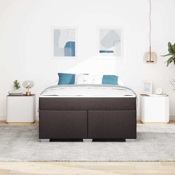 vidaXL Cadre de lit avec matelas Marron fonc&eacute; 140 x 200 cm tissu