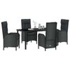 vidaXL Ensemble de salle &agrave; manger pour jardin 5 pcs Noir polyrotin