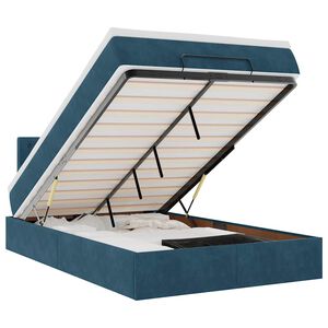 vidaXL Cadre de lit ottoman avec matelas bleu fonc&eacute; 120x200 cm velours