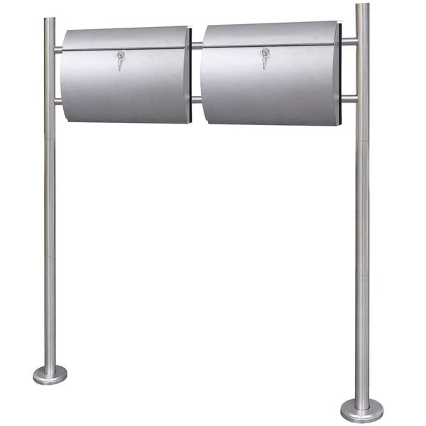 Double bo&icirc;te &agrave; lettre sur support en acier inoxydable