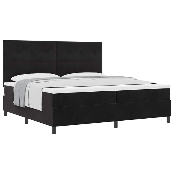 vidaXL Lit &agrave; ressorts avec matelas Noir 200 x 200 cm Velours