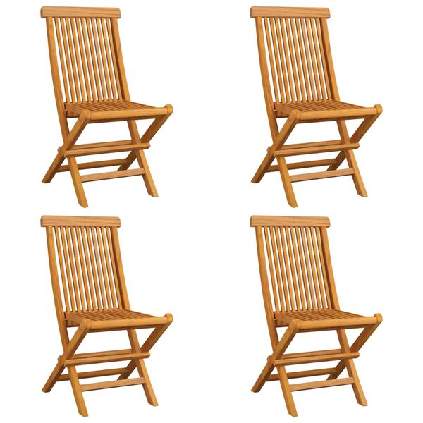 vidaXL Chaises de jardin avec coussins rouge bordeaux lot de 4 Teck