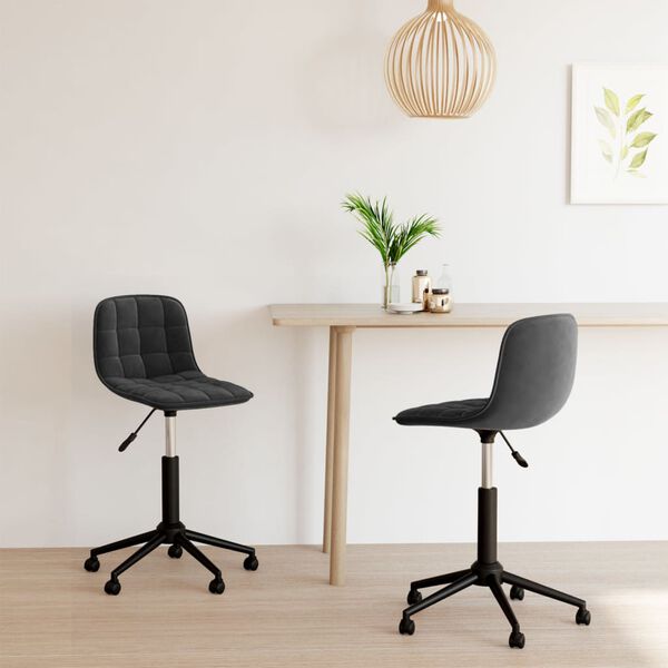 vidaXL Chaises pivotantes &agrave; manger lot de 2 noir velours
