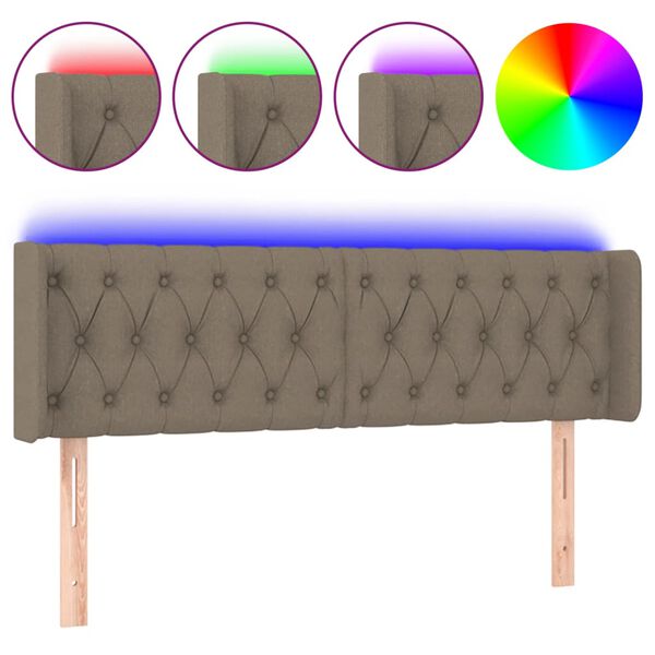 vidaXL T&ecirc;te de lit &agrave; LED Taupe 147x16x78/88 cm Tissu