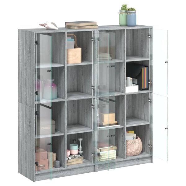 vidaXL Biblioth&egrave;que avec portes sonoma gris 136x37x142 cm