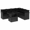 vidaXL Salon de jardin 7 pcs avec coussins noir r&eacute;sine tress&eacute;e