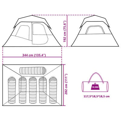 vidaXL Tente familiale 6 personnes bleu libération rapide imperméable