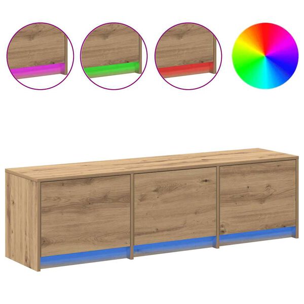 vidaXL Armoire TV avec LEDs avec tiroir Ch&ecirc;ne artisan 140 x 34 x 40 cm