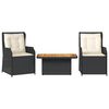 vidaXL Salon de jardin 3 pcs avec coussins Noir R&eacute;sine tress&eacute;e